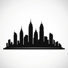 Obraz premium Black Silhouette of a Modern City Skyline.