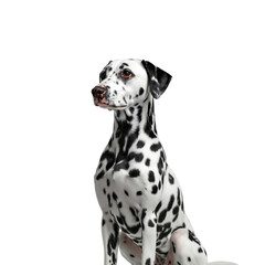 Dalmatian Dog Sitting with Focused Gaze isolated on a transparent background
