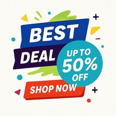 Exciting sale banner with up to 50 percent discount offer.