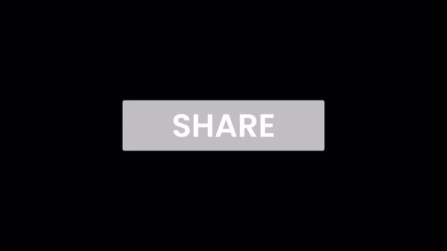 Clean social media share button animation with click 4K UHD