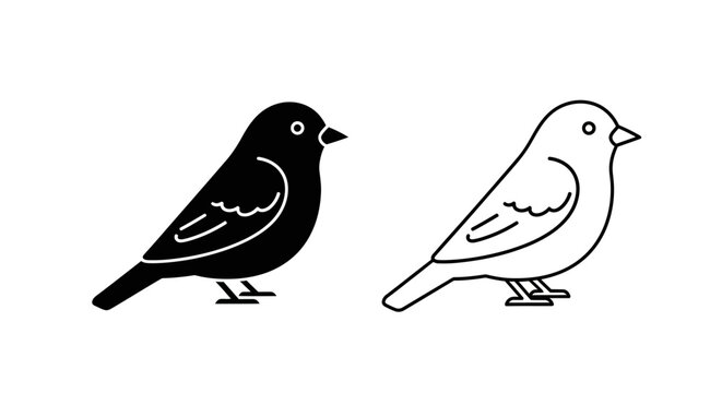 Black and white bird illustration, minimalist bird drawing, simple bird sketch Vector