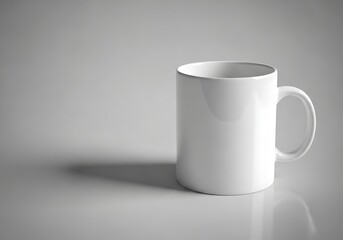 Obraz premium Simple white ceramic coffee mug on plain background