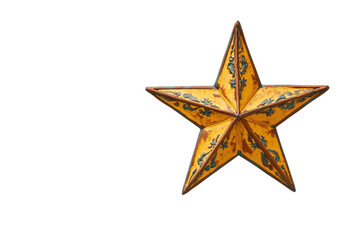 Obraz premium Ornate golden star ornament isolated on transparent background. Gold star design with decorative features isolated on white background.