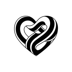 Fototapeta premium Abstract Heart Shape with Black and White Stripes, Optical Illusion, Love Symbol