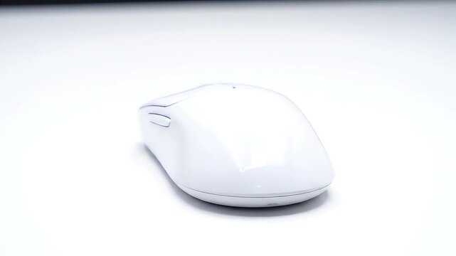 White computer mouse on clean backdrop video sequence frames