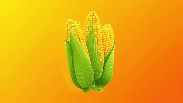 Corn animated illustration storyboard in orange background video frame sequence