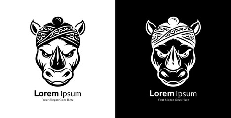 Logo design in the shape of a rhinoceros head wearing a blangkon © Yohanes