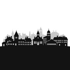 Obraz premium Silhouette of Historic Town Buildings.