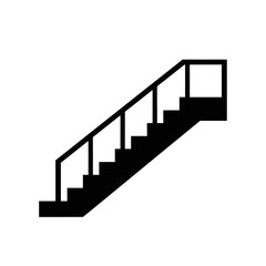 Simple Black Staircase Icon 1.