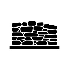 Stone Wall Silhouette Icon.