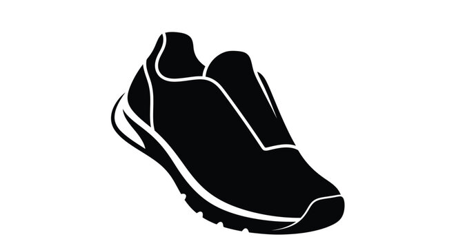 Black and white silhouette of a running shoe.