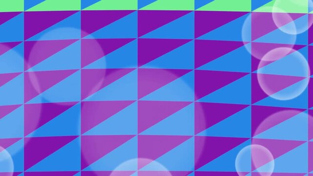 Vibrant geometric pattern with diagonal stripes and translucent orbs in a grid layout viewed from directly above