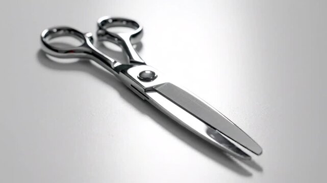 Shiny metal scissors on white background for cutting tasks