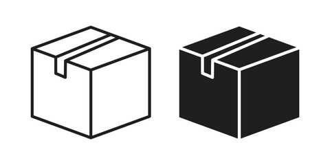Box icon with editable stroke and solid design vectors