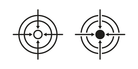 Bullseye pointer icon with editable stroke and solid design vectors