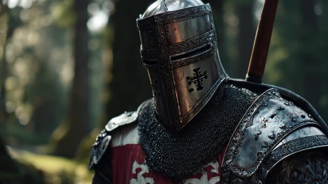 medieval knight in forest