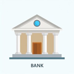 Fototapeta premium Modern bank building icon with blue emblem isolated on white background financial institution vector illustration