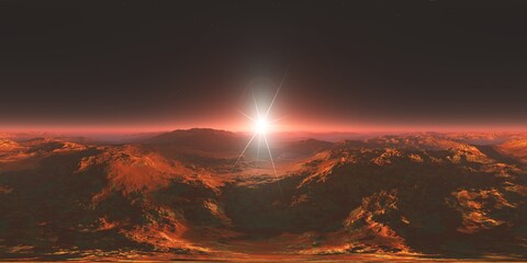 Fototapeta premium Mars, HDRI, environment map , Round panorama, spherical panorama, equidistant projection, 360 high resolution panorama, 3d rendering