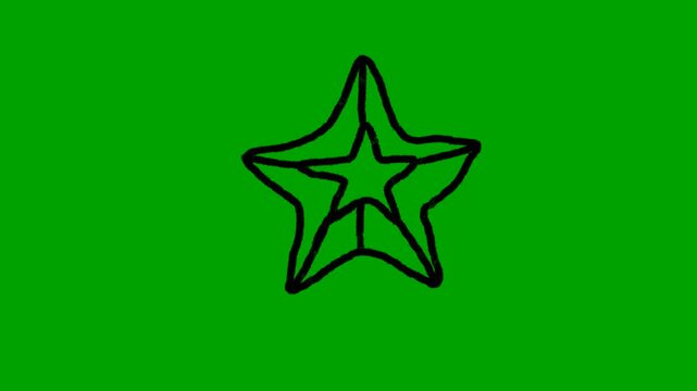 Hand-Drawn Black Star Doodle - Animated Sketchy Scribble Star Green Screen Overlay