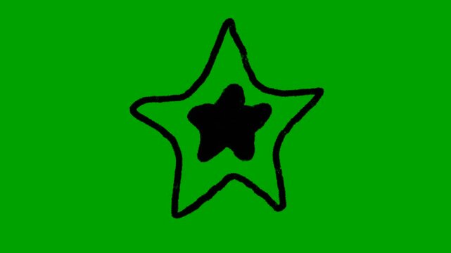 Hand-Drawn Black Star Doodle - Animated Sketchy Scribble Star Green Screen Overlay