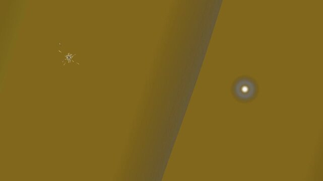 A close-up view of two metal rivets on a brown metallic surface with a diagonal line separating the texture