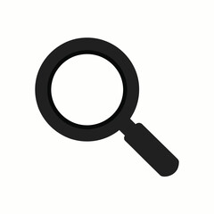 Black magnifying glass icon isolated on transparent background