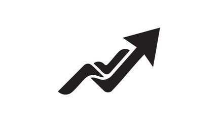 Simple black arrow icon indicating growth and upward trend on a clean white background for business and finance applications