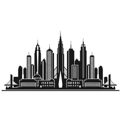 Obraz premium Modern City Skyline Silhouette Black and White.
