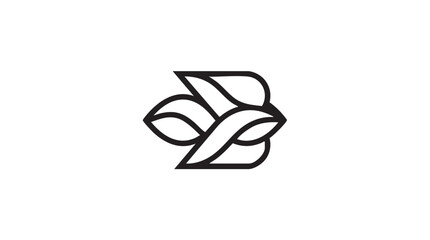 Fototapeta premium Modern minimalist logo design featuring intertwined leaves symbolizing growth harmony and nature in simple elegant style.