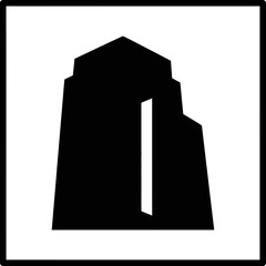 Silhouette of a Modern Building with an Open Doorway.