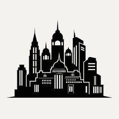 Silhouette of a Modern City Skyline with Diverse Architecture 1.