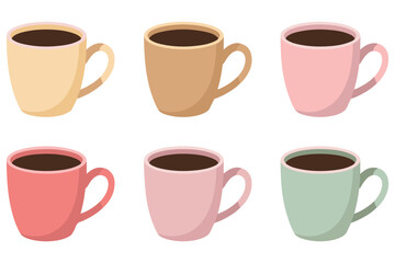 Obraz premium Minimal coffee cups collection cafe drink symbol design 