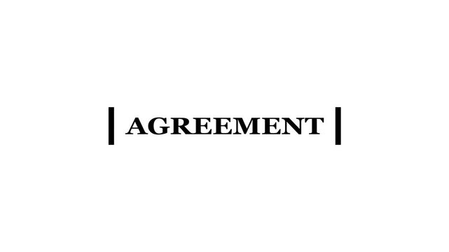 "Agreement " text animation footage for end screen with black background. 4k video looping.Typography Motion Graphics animation for social media or end screen.  4K video looping system animation...
