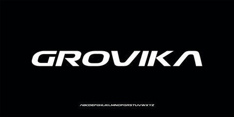 Obraz premium Vector illustration of a futuristic display style alphabet letter display with bold, dynamic and modern letter characters.