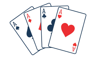 Obraz premium Four Aces Card Game Hand Isolated Vector Icon Illustration