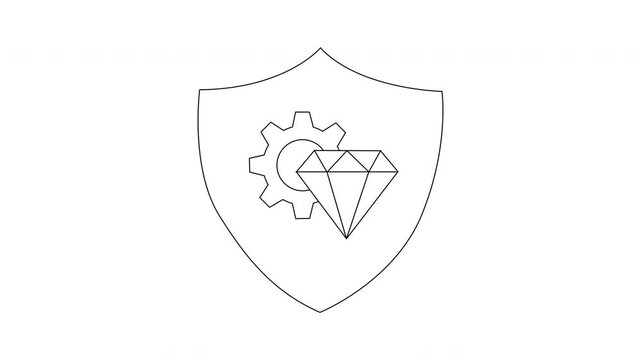Shield with Gear and Diamond Icon - Security and Precision.