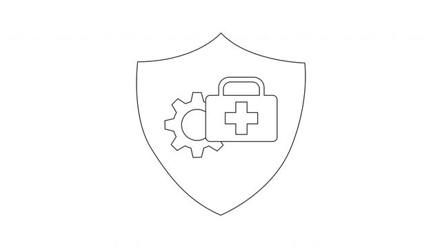 Shield with Gear and First Aid Kit Icon Animation.