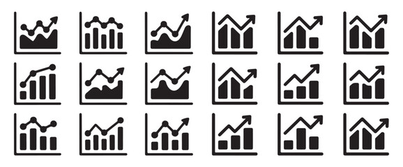 Fototapeta premium Financial Growth Bar Chart Icons Set. Business Analytics and Upward Trend Graph Vector Collection. Vector illustration eps 10