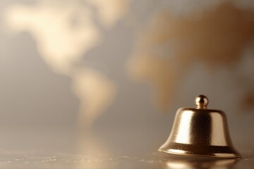 global markets opening bell concept in gold tones