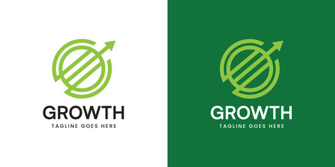 Circular Growth Logo Design with Arrow and Progress Symbol