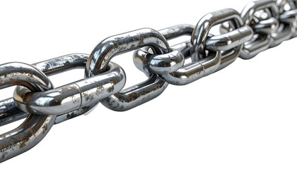 Obraz premium Close-up of a weathered metal chain with links intertwined against black