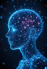Obraz premium A person dissolving into particles of data, the concept of artificial intelligence