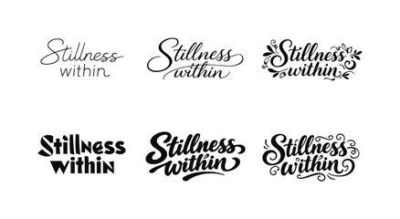 Harmonious Lettering Variations. Stillness within lettering. Set lettering. harmonious lettering variations of the same emblematic concept, each with different