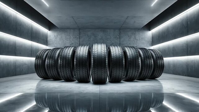 Performance Vehicle Tires in Studio Lighting &ndash; 3D Render