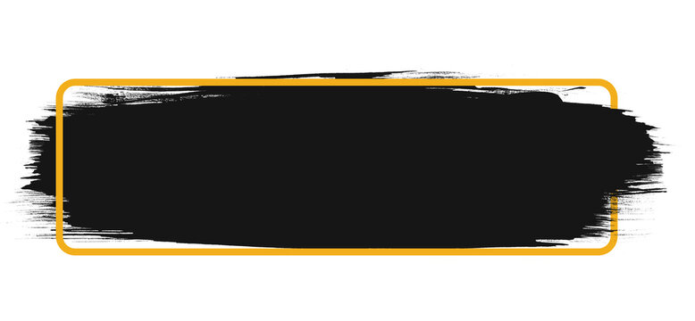 Black Brush Stroke Title Bar Lower Third Banner with Rough Paint Texture Isolated on Transparent Background png