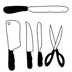 Kitchen Knife & Tool Silhouette Set - Culinary Vector