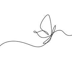 Abstract Continuous Line Art Butterfly Illustration