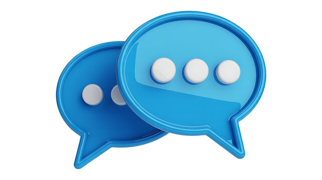 A blank blue 3d speech bubble icon and vector chat balloon symbol for web communication dialog and forum discussion message design