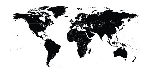 Obraz premium Detailed World Map Illustration. Global Geography, Countries, Continents, Travel, Education, and Cartography Design.