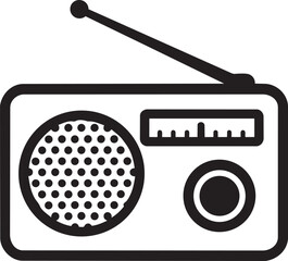 Obraz premium Classic portable radio icon for audio broadcasting and music entertainment listening